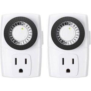 BN-LINK BND-60/U47 Indoor Mini 24-Hour Mechanical Outlet Timer, 3-Prong, 2-Pack